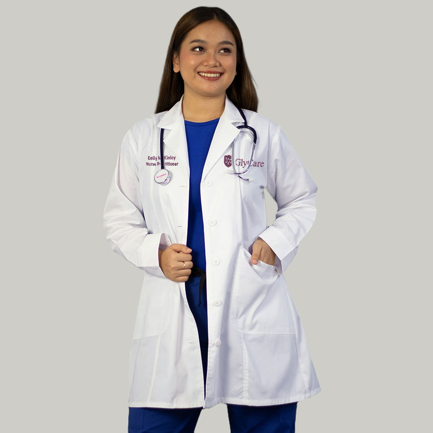 Glycare 35 Inches Women's Fashion Lab Coat: HF-1102V3