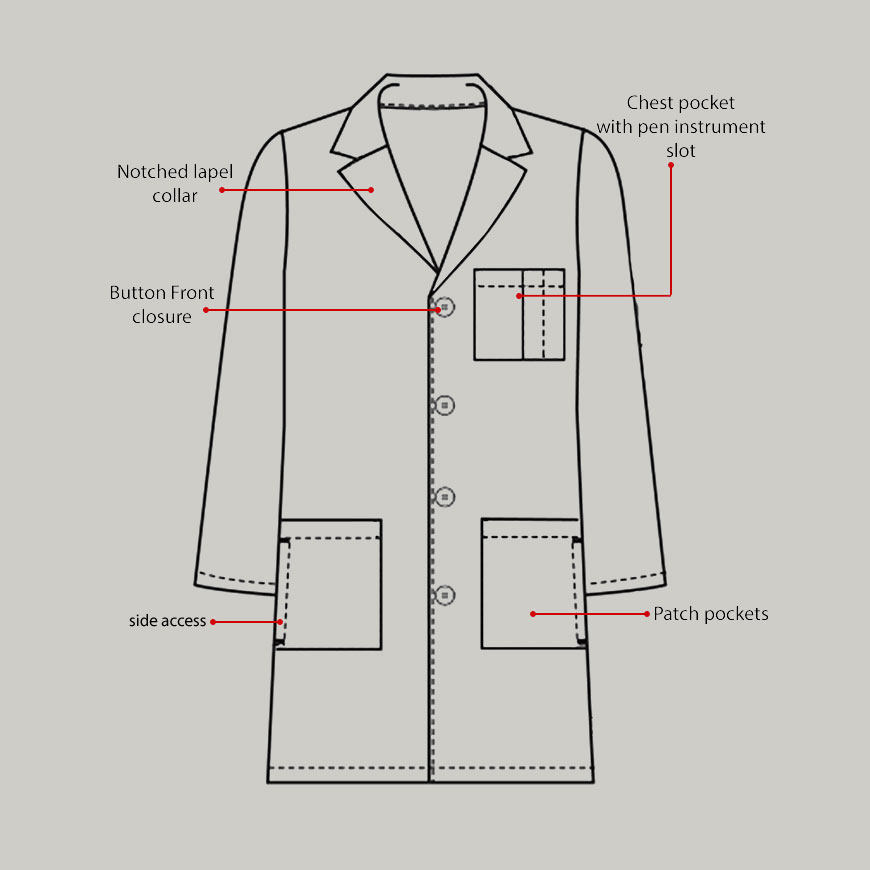 Glycare 37 Inches Unisex Functional Lab Coat: HF-1104V5